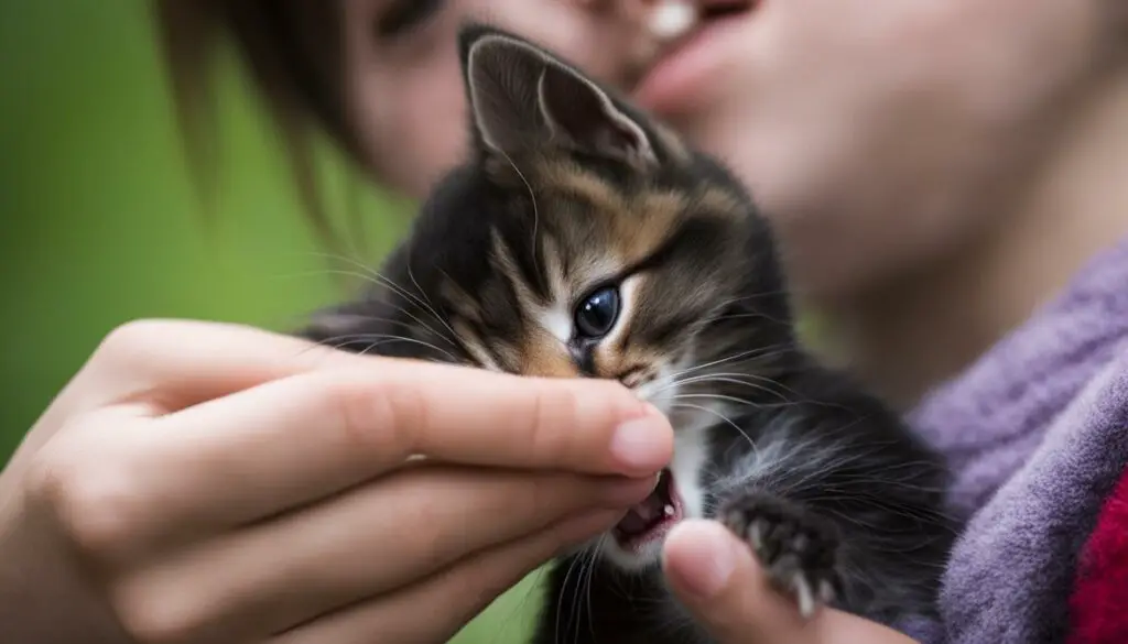 kitten biting fingers