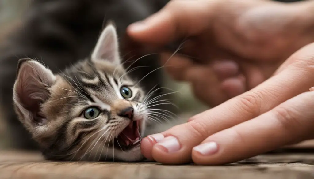 kitten biting hard