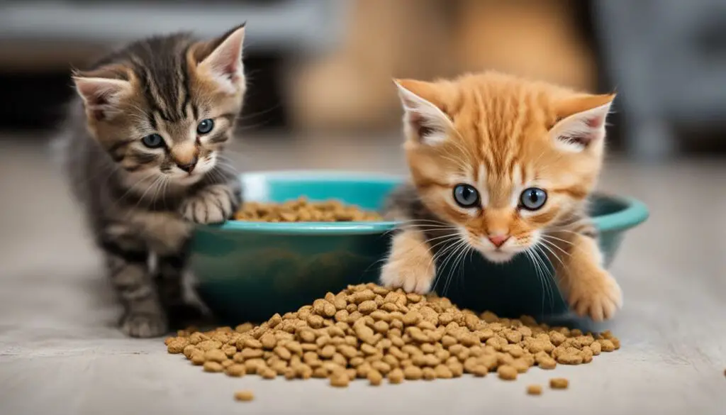 kitten eating cat food
