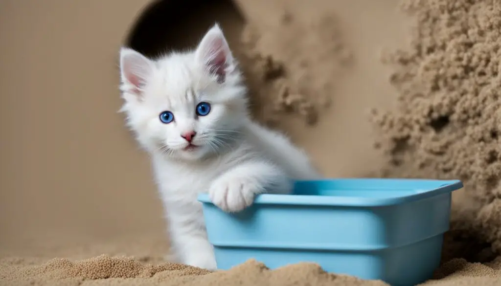 kitten in a litter box
