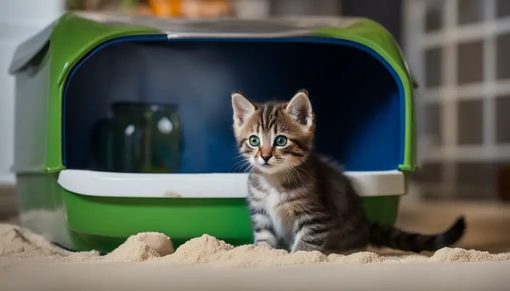 kitten in litter box