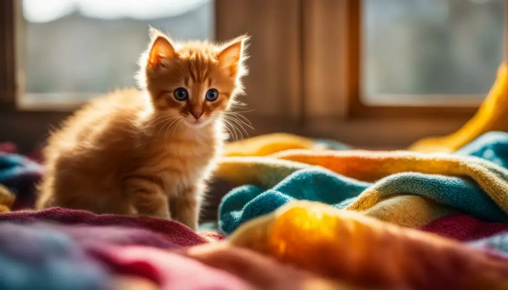 kitten peeing on blankets