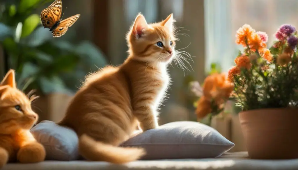 kitten playing in a calm environment