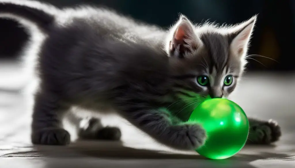kitten playing in the dark