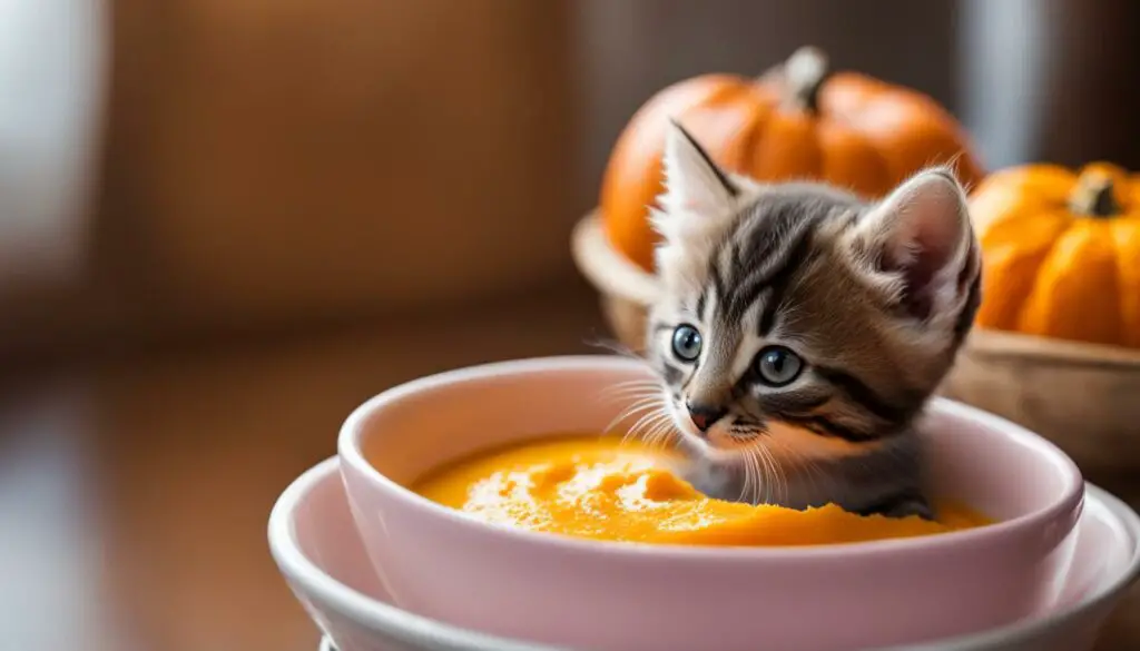 kitten with a bowl of food