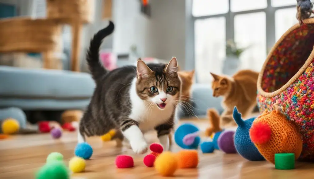 multiple cats playing
