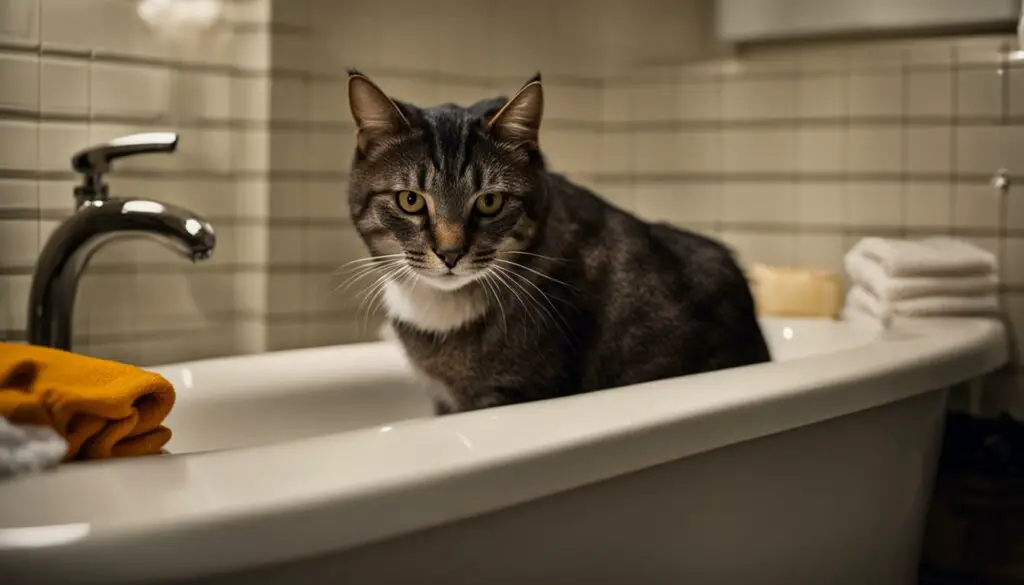 old cat in bathroom