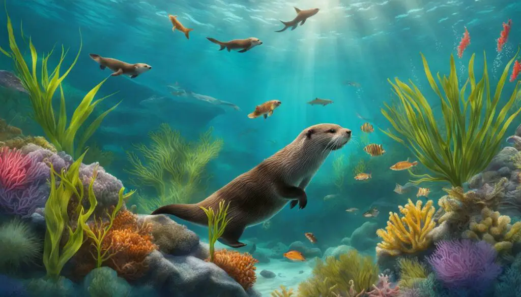 otters in aquatic ecosystem