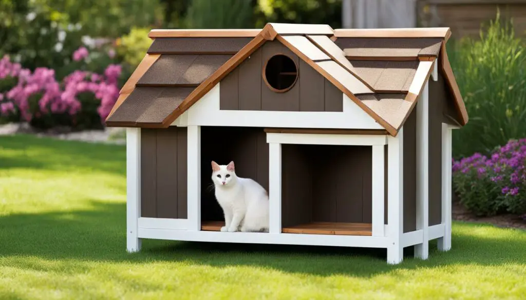 outdoor cat house with angled roof
