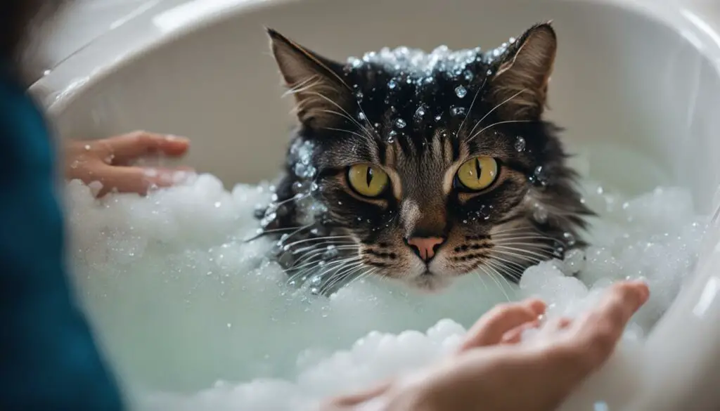patience in washing a cat
