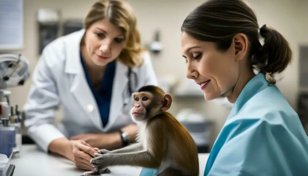 pet finger monkey at the vet