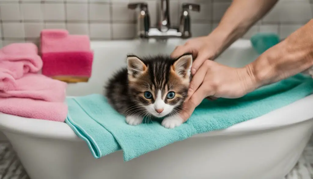 preparing for kitten bath