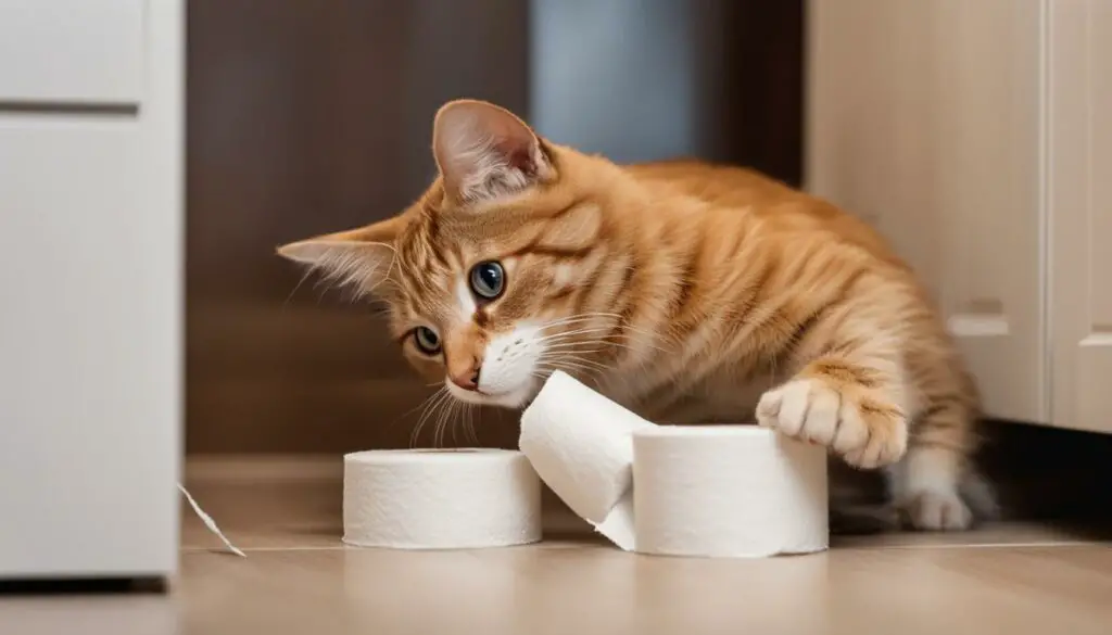 preventing cats from shredding toilet paper