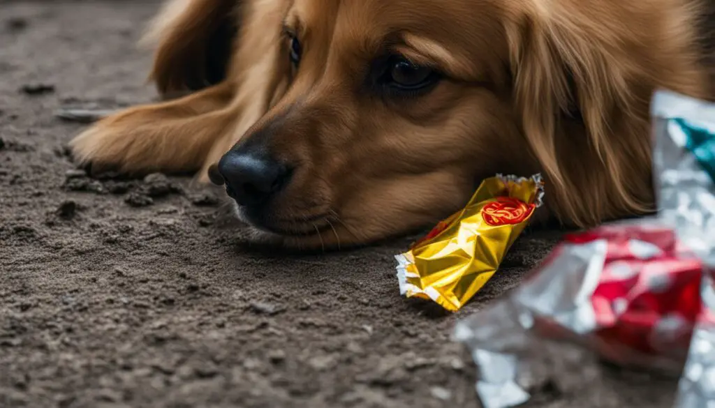 prevention of dog ingesting candy wrapper