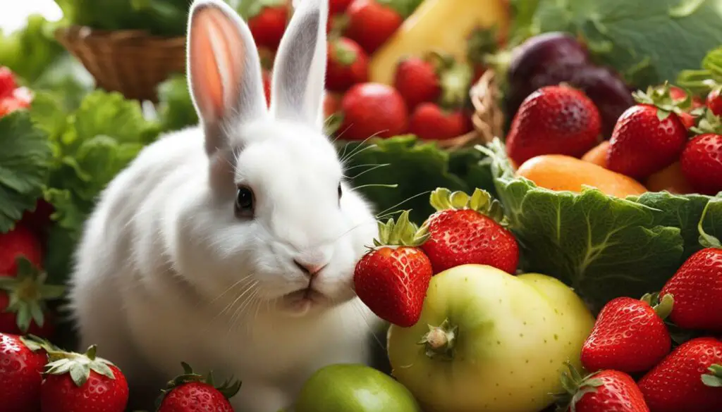 rabbit eating a strawberry