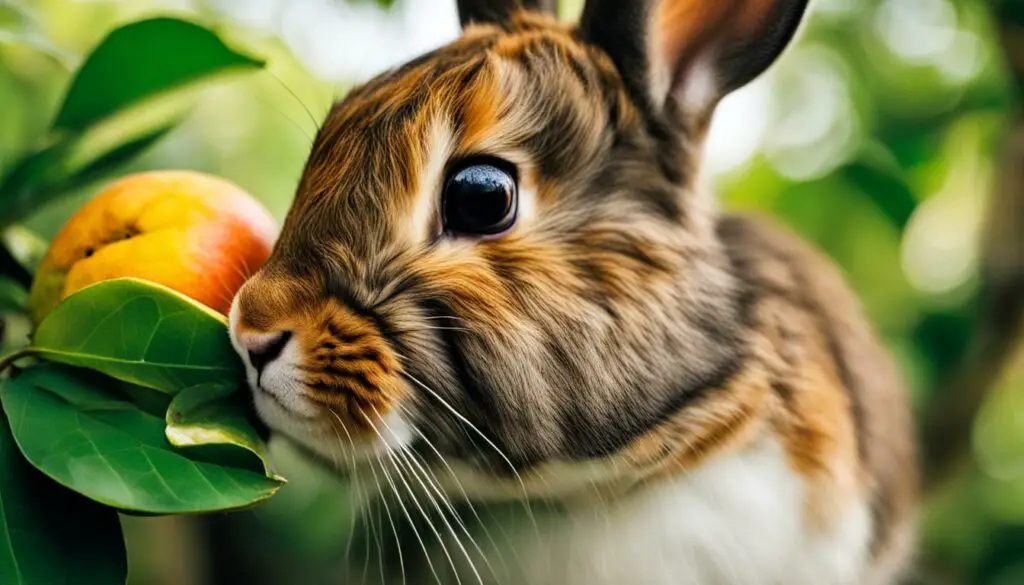 rabbit eating apple
