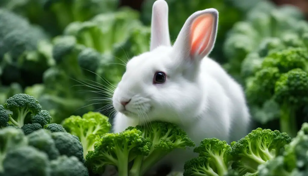 rabbit eating broccoli