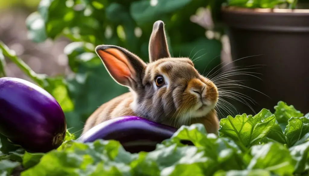 rabbit eating eggplant