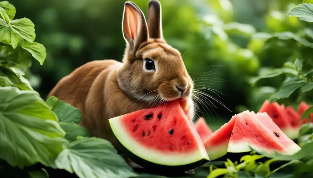 rabbit eating fruit