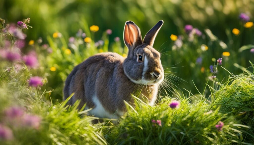 rabbit eating hay