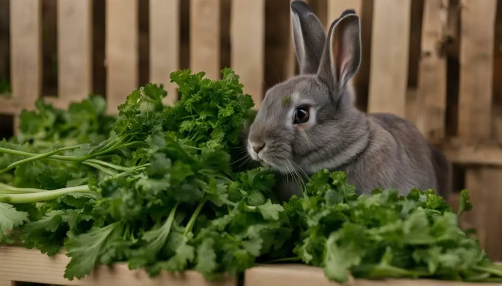 rabbit eating parsley