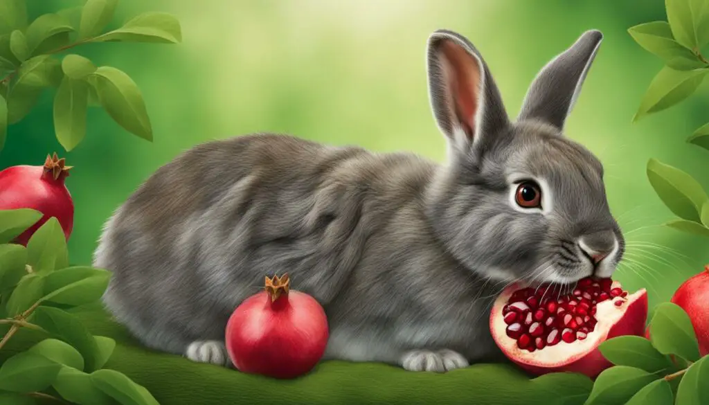 rabbit eating pomegranate