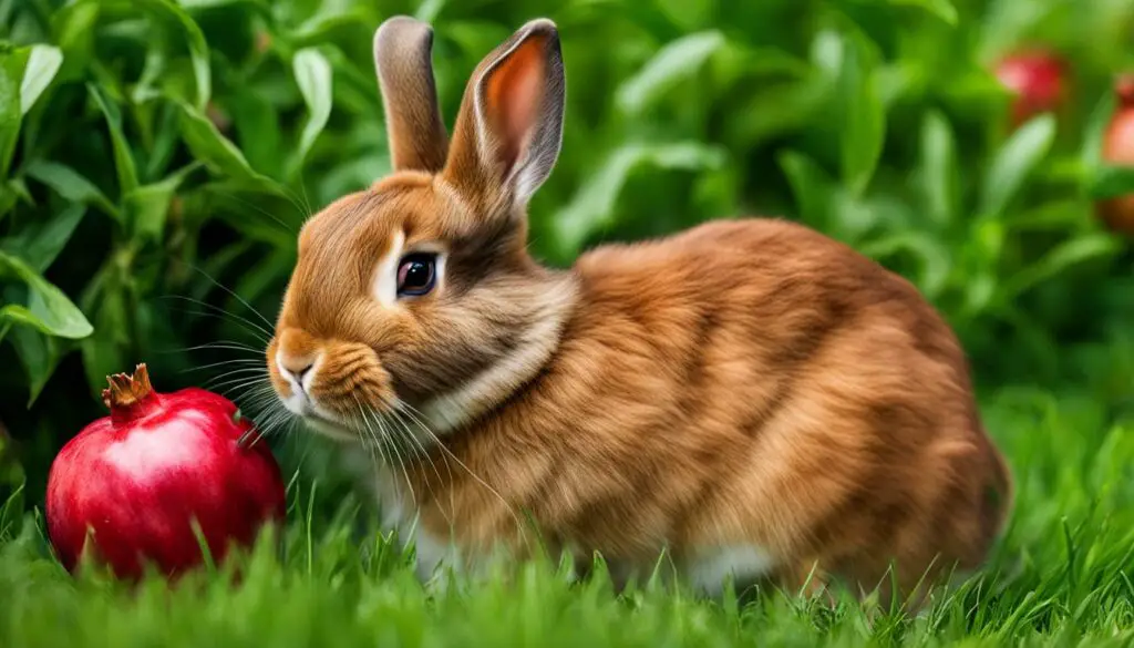 rabbit eating pomegranate