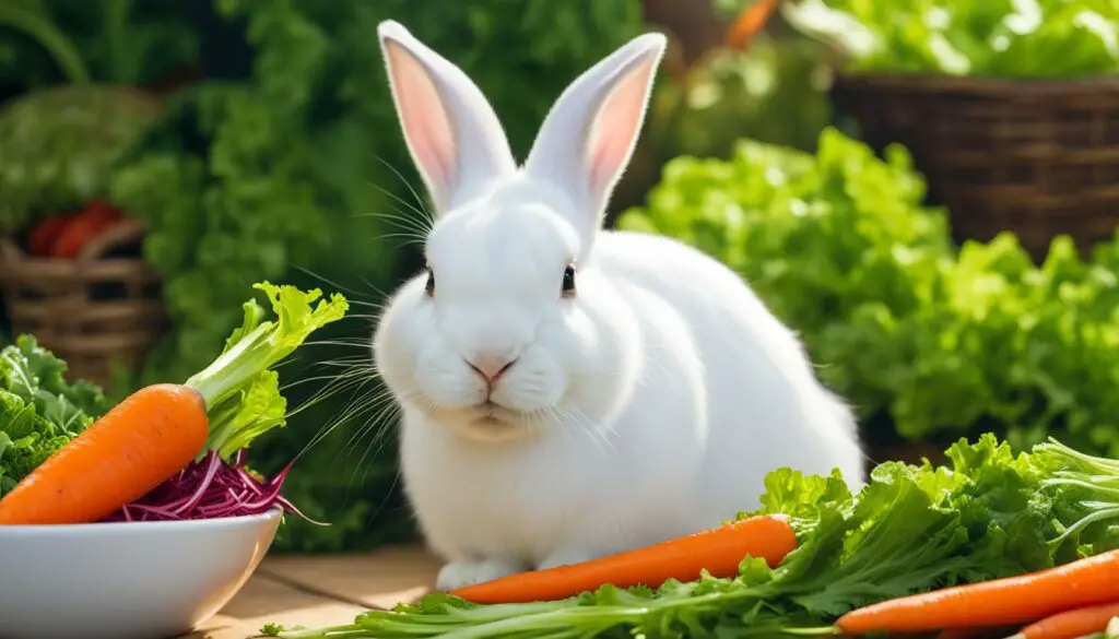 rabbit eating vegetables