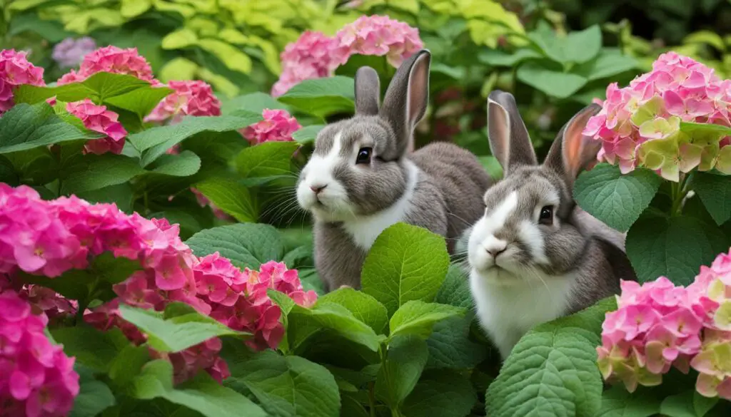 rabbits eating hydrangeas