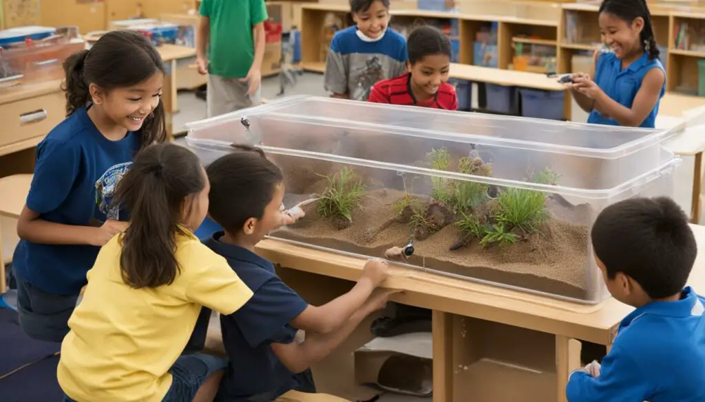 setting up an ant habitat in the classroom
