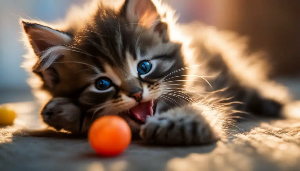 soothing growling kitten with toys