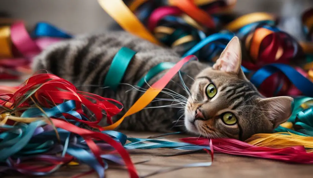 threads, strings, and ribbons dangerous for cats