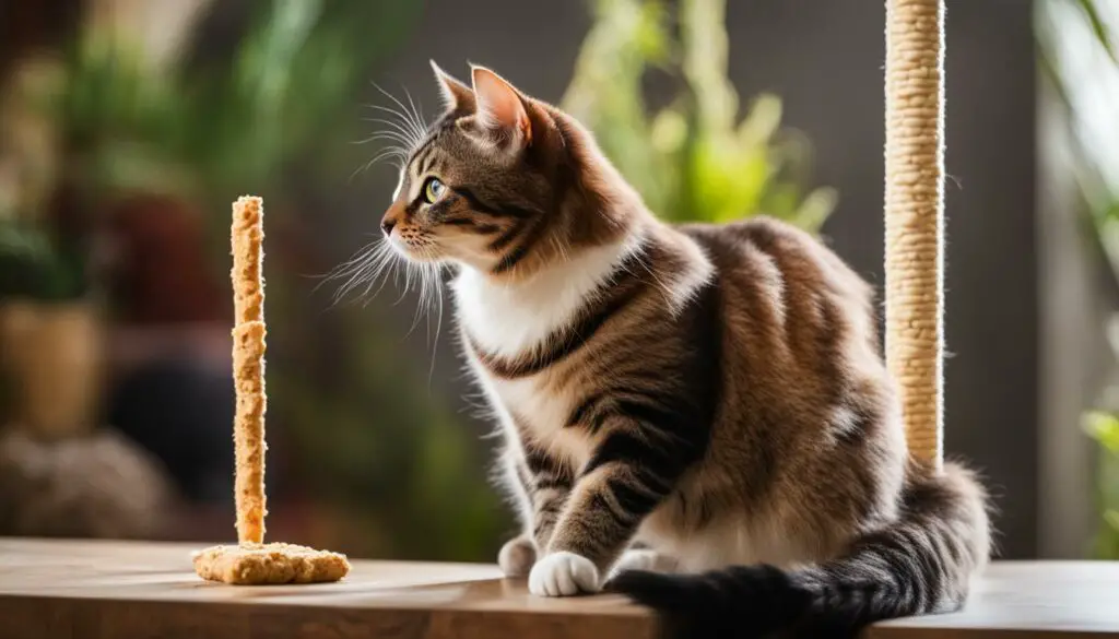 training a cat to use a scratching post