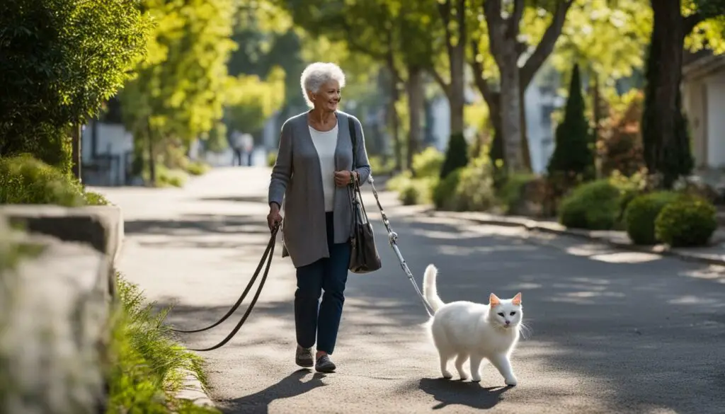 walking a senior cat