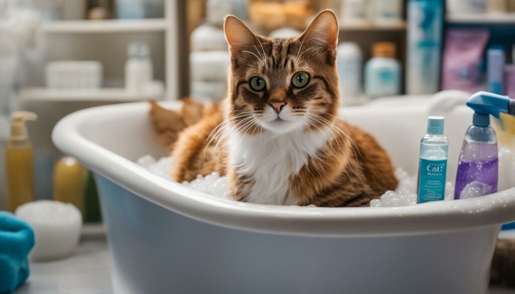 wash a cat with dish soap