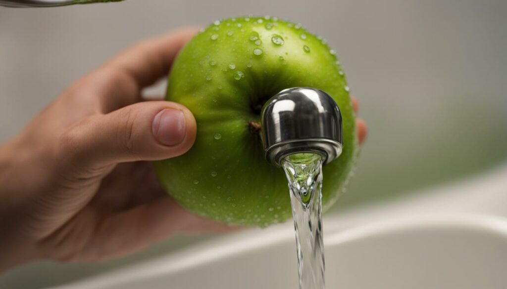 washing and cleaning green apples